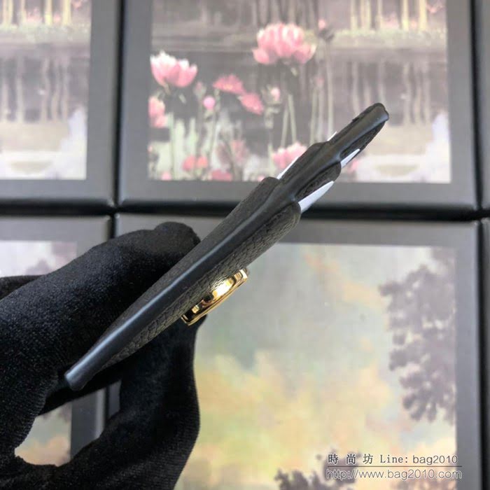 GUCCI古馳錢包 2019新款 Zumi系列 粒面皮革 互扣式G馬銜扣 卡包 570679 黑色  ydgq3290
